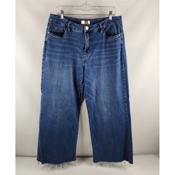 Kut From The Kloth Jeans Womens 14 Blue Meg Wide Leg Frayed Hem Denim (34x28) - Picture 1 of 11